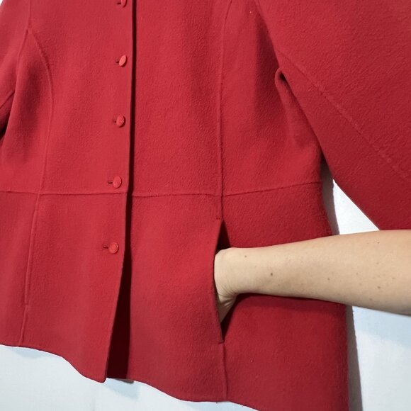 Eileen Fisher Wool Cashmere Jacket Coat Women’s Size 2X Red Buttons Pockets - Picture 8 of 10